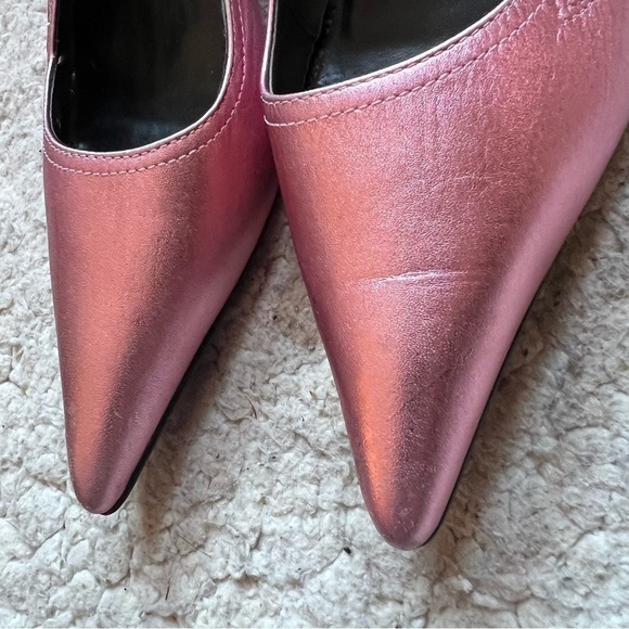 Steve Madden VTG Kondor Metallic Pink Leather Floral Cut Out Pointed Toe Heels - Picture 9 of 12